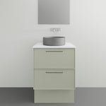 Timberline Henley Kent floor standing vanity with white top and grey above counter basin, front view