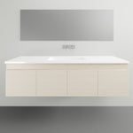 Timberline Rockford wall hung vanity with white Dolomite basin top, light timber finish, front view