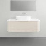 Timberline Santos Dockland fluted wall hung vanity with white above counter basin and gloss white top
