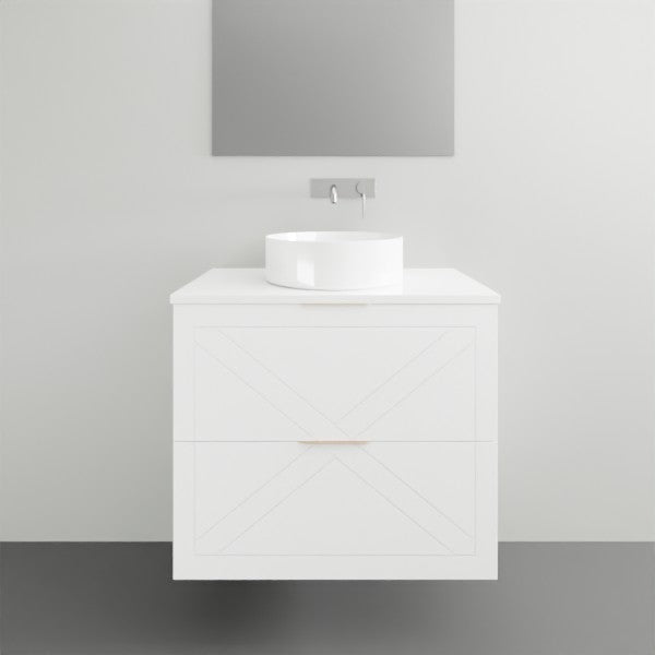 Timberline Sutherland House farmhouse wall hung vanity in white, 1200mm centre bowl with round basin, front view