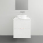 Timberline Sutherland House Regency wall hung vanity in white, with centre bowl basin and classic panelled drawers