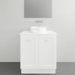 Timberline Victoria floor standing vanity in white with Silksurface top and round above basin, front view