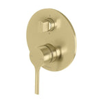 Phoenix Vivid Slimline oval shower bath diverter mixer in brushed gold, wall mounted with push-button switchmix finish