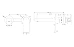 Nero Bianca wall basin/bath mixer technical drawing with separate back plate, showing 187.5mm projection and dimensions