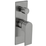 Nero Bianca shower mixer with diverter in gun metal, wall-mounted with rectangular plate and lever handle