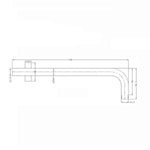Technical drawing of Nero round shower arm in gunmetal, showing 350mm wall-mounted gooseneck with G1/2 threads