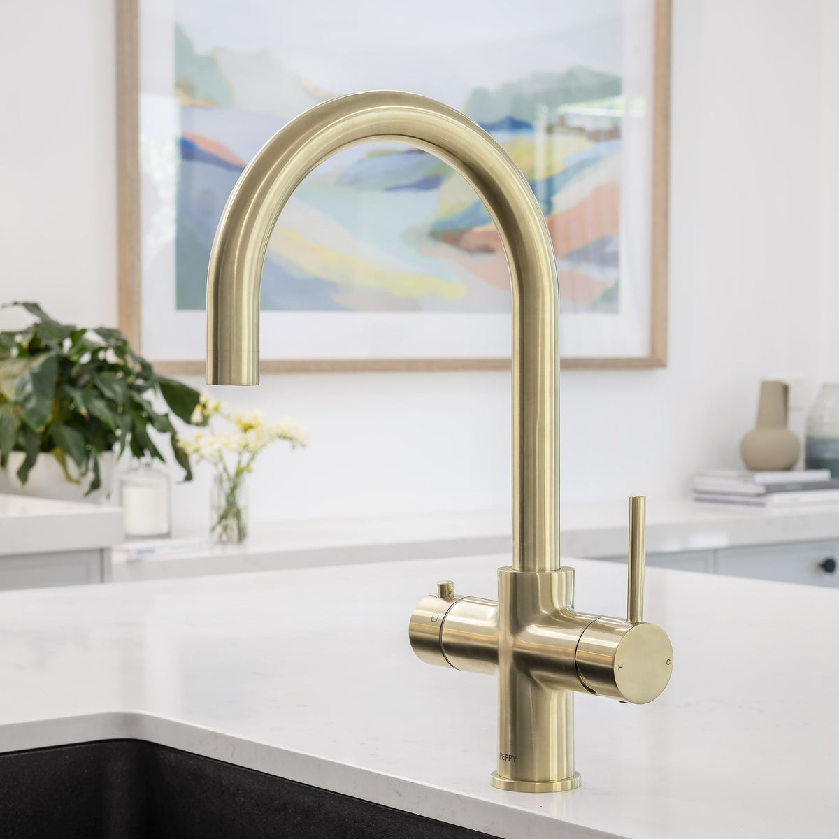 About Peppy Taps: Flagship 4 in 1 Boiling and Chilled Filtered Tap in Brushed Brass