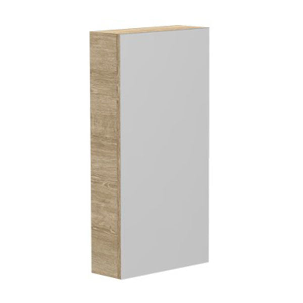 ADP Glacier Pro rectangular shaving cabinet with grey mirrored door and timber-look side panels, front view