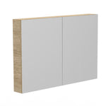ADP Glacier Pro 1500mm shaving cabinet with two mirrored doors and timber-look side panel, front view