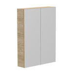 ADP Glacier Pro shaving cabinet with 2 mirrored doors, light wood sides and white top, wall-hung rectangular design