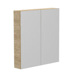 ADP Glacier Lite 3-door shaving cabinet, rectangular mirrored doors with natural oak side panel, angled product view