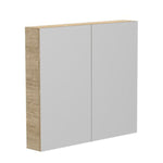 ADP Glacier Lite 1200mm 3-door shaving cabinet with mirrored doors and natural oak side panels, front view