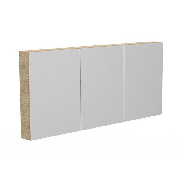 ADP Glacier Lite 4-door shaving cabinet, rectangular with mirrored doors and natural oak side panels, wall-mounted view