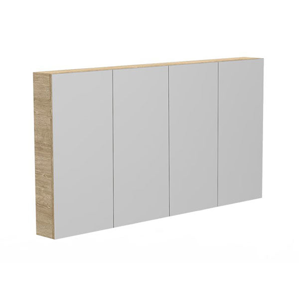 ADP Glacier Lite 4-door shaving cabinet, grey mirrored front with timber-look side panel, rectangular wall cabinet
