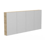 ADP Glacier Pro shaving cabinet with four mirrored doors, rectangular grey finish and woodgrain side panel on white background