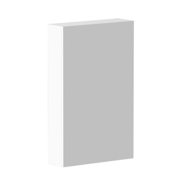 ADP Gloss Silk rectangular shaving cabinet, white mirrored 3-door surround, front view on white background