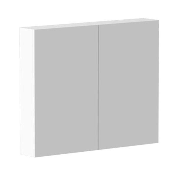 ADP Gloss Silk rectangular shaving cabinet in mixed grey and white, front view with double mirror doors