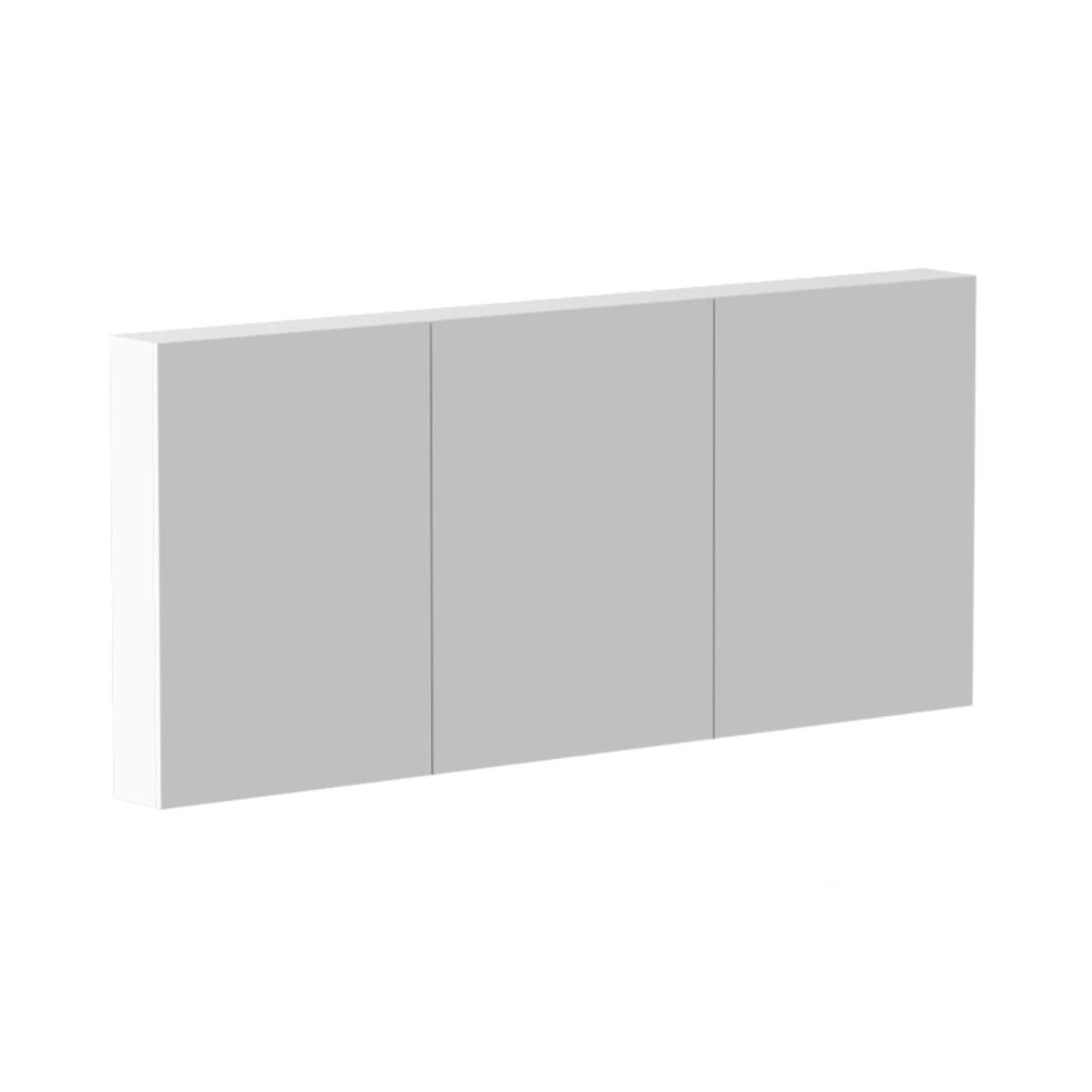 ADP Gloss Silk rectangular shaving cabinet in light grey, three-door front view on white background