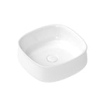 ADP Love square above counter basin in gloss white ceramic, shown from above on white background
