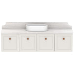 ADP Mabel wall hung ensuite vanity with Cherry Pie solid surface benchtop, white shaker doors and oval basin, front view