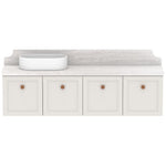 ADP Mabel wall hung ensuite vanity with cherry pie benchtop, white shaker fronts, right basin and matching splashback