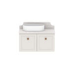 ADP Mabel wall hung ensuite vanity with Cherry Pie benchtop, white oval basin, light timber-look top and cream shaker fronts