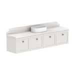 ADP Mabel wall hung ensuite vanity in off-white with white Durasein benchtop, centre basin cutout and four shaker doors