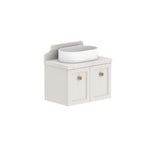 ADP Mabel 600mm wall hung ensuite vanity with Durasein benchtop, cream shaker doors, white centre basin and splashback