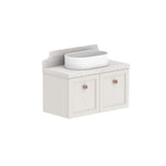 ADP Mabel wall hung ensuite vanity in light grey with Durasein benchtop, centre basin and double shaker fronts, 750mm, white oval basin