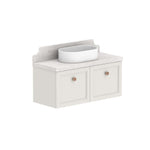 ADP Mabel wall hung ensuite vanity, white shaker-style 2-door cabinet with light stone benchtop and oval basin top view