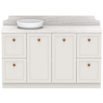 ADP Mabel floor standing vanity with Caesarstone top, white shaker doors and round basin, front view