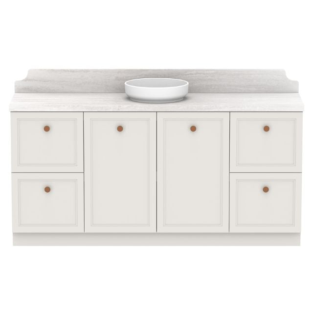 ADP Mabel floor standing vanity with Caesarstone top, white shaker front, 1800mm single basin layout