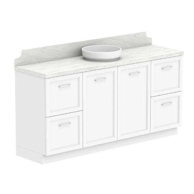 ADP Mabel white floor standing vanity with Durasein benchtop, shaker fronts, bowl basin and 1800mm design