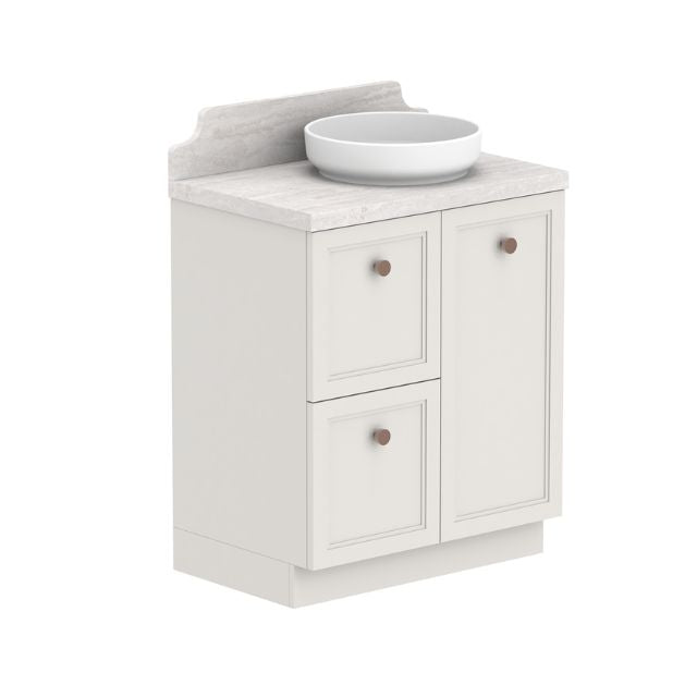 ADP Mabel floor standing vanity with light grey Durasein top, shaker doors and round basin, front view