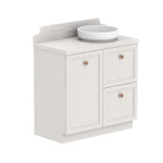 ADP Mabel floor standing vanity with Durasein benchtop, white shaker style, right basin and round bowl sink