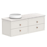 ADP Madden wall hung vanity with Caesarstone benchtop, white twin-drawer cabinet with round bowl basin, front view