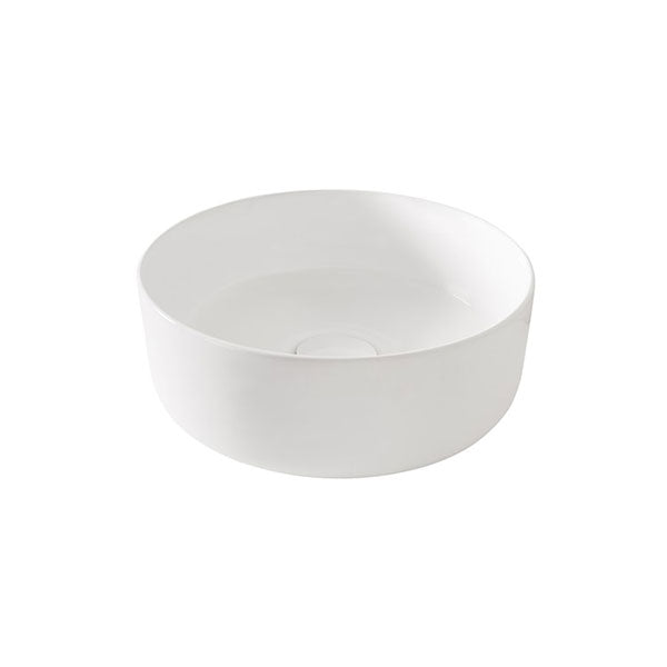 ADP Maggie round above counter basin in gloss white, front view on white background