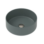 ADP Margot matte forest round above counter basin, ceramic with no tap hole, shown front view on white background