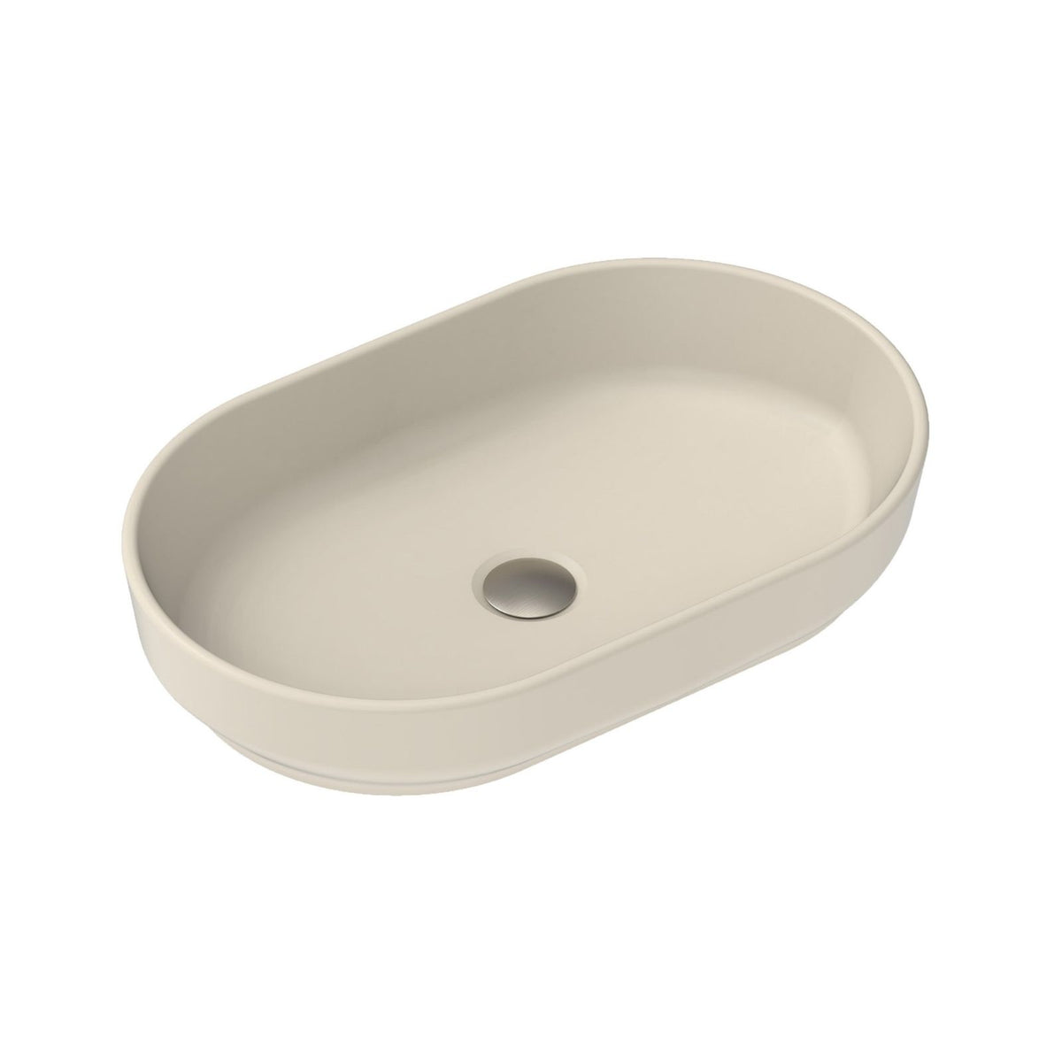ADP Marilyn matte ivory oval above-counter ceramic basin, no tap hole, shown on white background