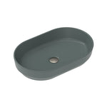 ADP Marilyn above counter basin in matte forest green, oval ceramic design with no tap hole shown