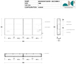 ADP Moonlight 1800mm 4-door shaving cabinet technical drawing, rectangular mirrored LED cabinet with internal double PowerPoint and 3x mirror