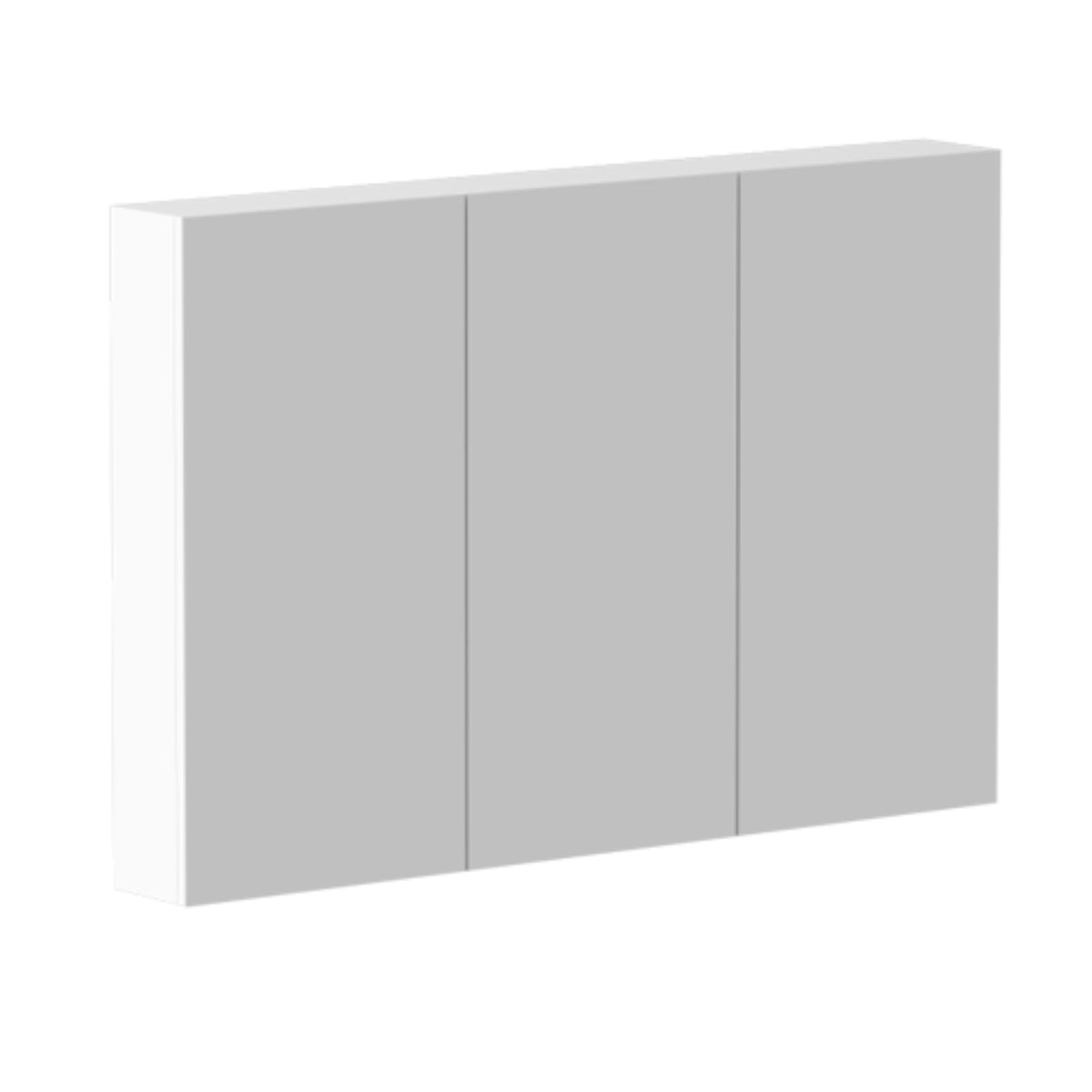 ADP Moonlight three-door shaving cabinet, rectangular mirrored finish in light grey, front view on white background