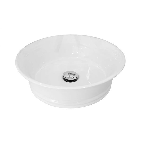 ADP Neptune round white gloss above counter bathroom basin with tapered sides and centre waste hole