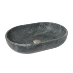 ADP Ollie oval above counter basin in Cape Verde stone, with a matte dark green-grey finish and no tap hole