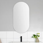 ADP Pill 450mm oval shaving cabinet, white mirror door, wall mounted above a bathroom basin
