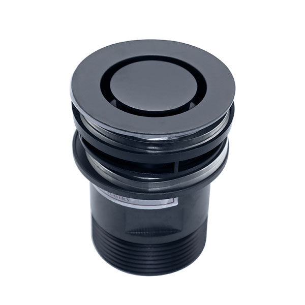 ART Australia round basin pop down plug and waste in gun metal grey, shown on white background