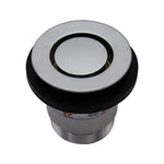 ART Australia round bath pop-down plug and waste in satin chrome, top view on white background