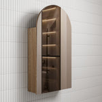 Aulic Canterbury arch shaving cabinet with mirrored door and Harvest Oak side panel, wall mounted in bathroom setting