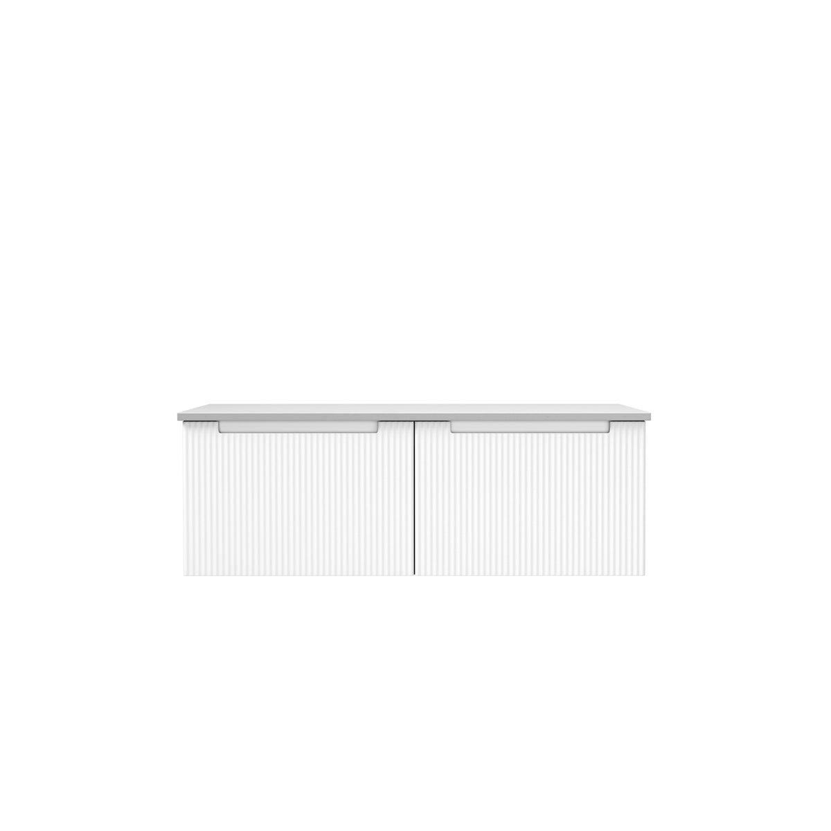 Aulic Perla Mark II 1200mm wall hung vanity in matte white with V groove fronts and two drawers