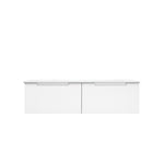 Aulic Perla Mark II wall hung vanity, white V-groove drawers and stone top, front view